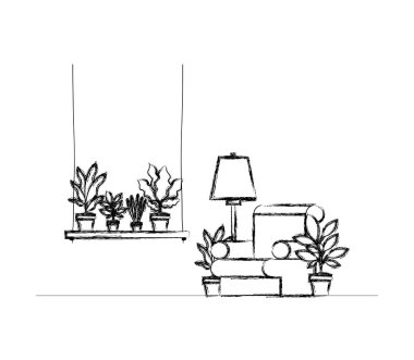 houseplants sahne ile oturma odası