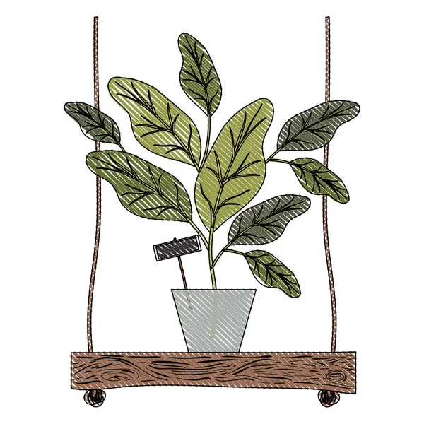 Zimmerpflanze in Schaukel dekorative Ikone — Stockvektor