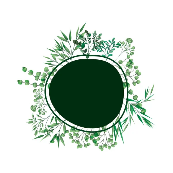 Cadre vert avec branches et feuilles — Image vectorielle