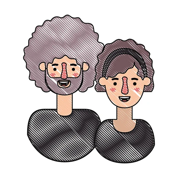 Pareja avatar caracteres iconos — Vector de stock