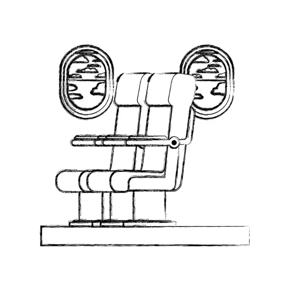 窓が付いている飛行機の椅子 — ストックベクタ