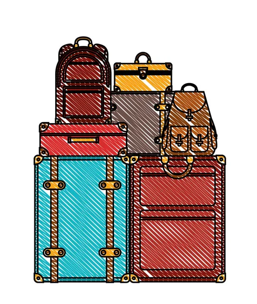 Suitcases bags pile isolated icon — Stock Vector