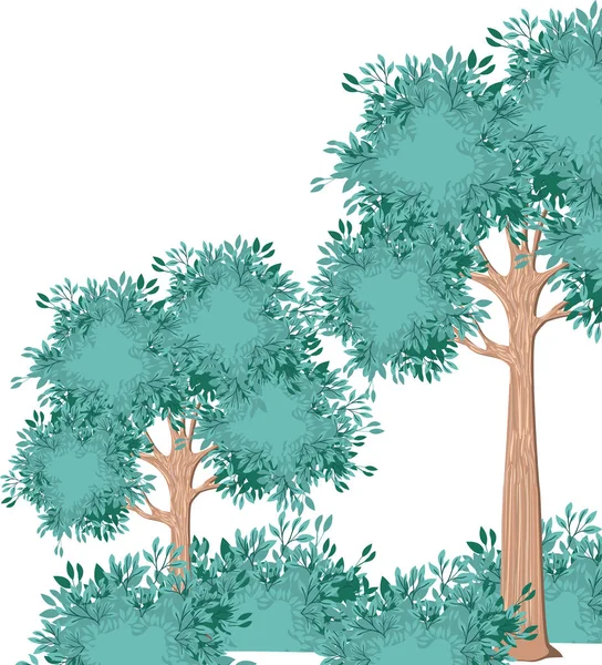 Bosque escena pintado acuarela estilo — Vector de stock