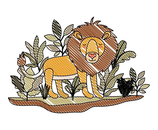 丛林场景中的野狮 — 图库矢量图片