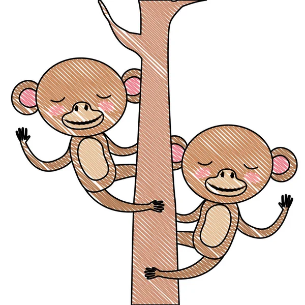 Vad majmok pár a fán — Stock Vector