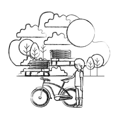 bisiklet ile parkta adam