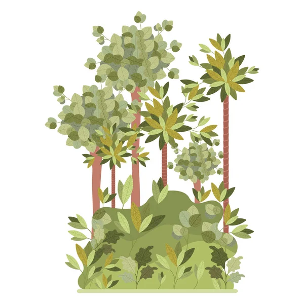 Arbres plantes paysage scène isolé icône — Image vectorielle