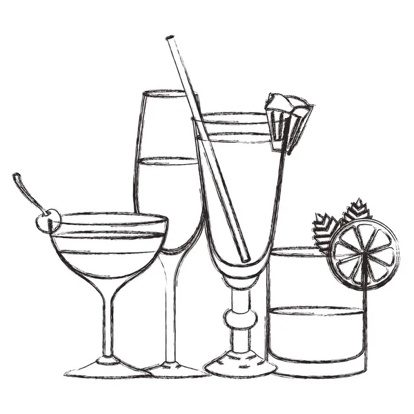 Set Tassen Cocktails Symbole — Stockvektor