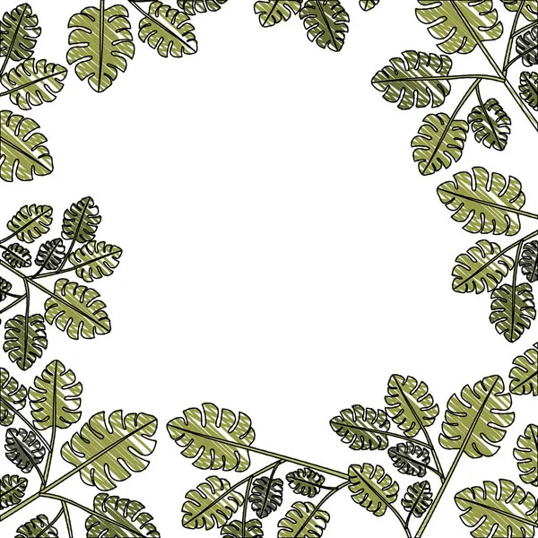 Rama con marco de ecología de hojas — Vector de stock