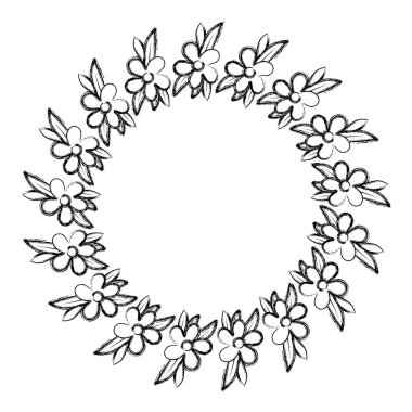 güzel çiçek ve yapraklar dairesel çerçeve