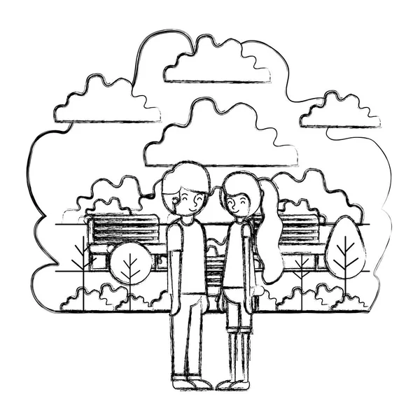 Молода пара в парку персонажів аватарів — стоковий вектор