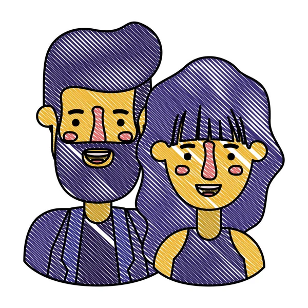 Çift avatar karakter simgeler — Stok Vektör