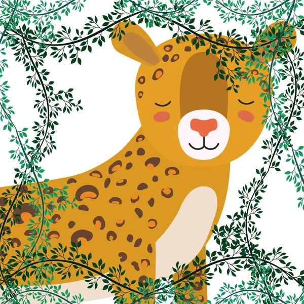 丛林场景中的野猎豹 — 图库矢量图片