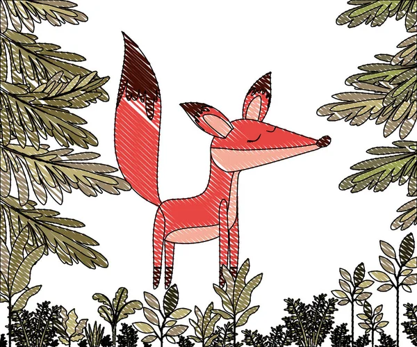 丛林里的野生狐狸 — 图库矢量图片