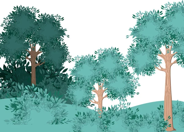 Scena della foresta dipinta in stile acquerello — Vettoriale Stock