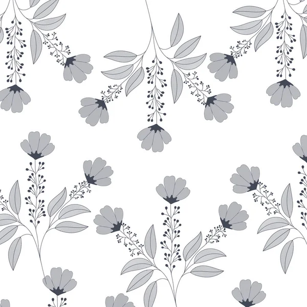 Bloemen met takken en bladeren patroon — Stockvector