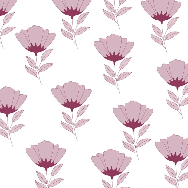 Λουλούδια με κλαδιά και φύλλα μοτίβο — Διανυσματικό Αρχείο