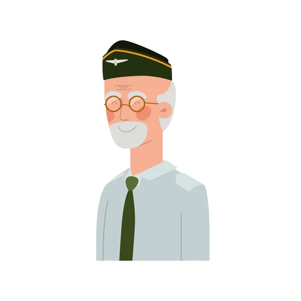 Veterano pilota avatar personaggio vettore — Vettoriale Stock