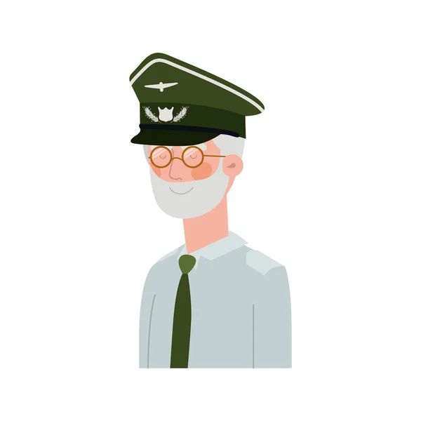Veterano pilota avatar personaggio vettore — Vettoriale Stock