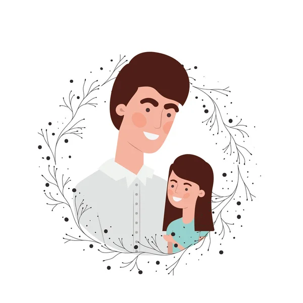 Vader met dochter avatar personage — Stockvector