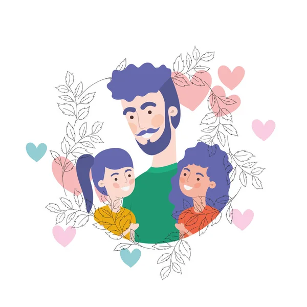 Çocuk avatar karakteri ile baba — Stok Vektör