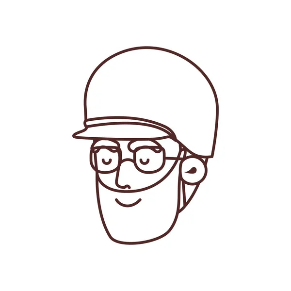 Vétéran tête avatar personnage vecteur — Image vectorielle