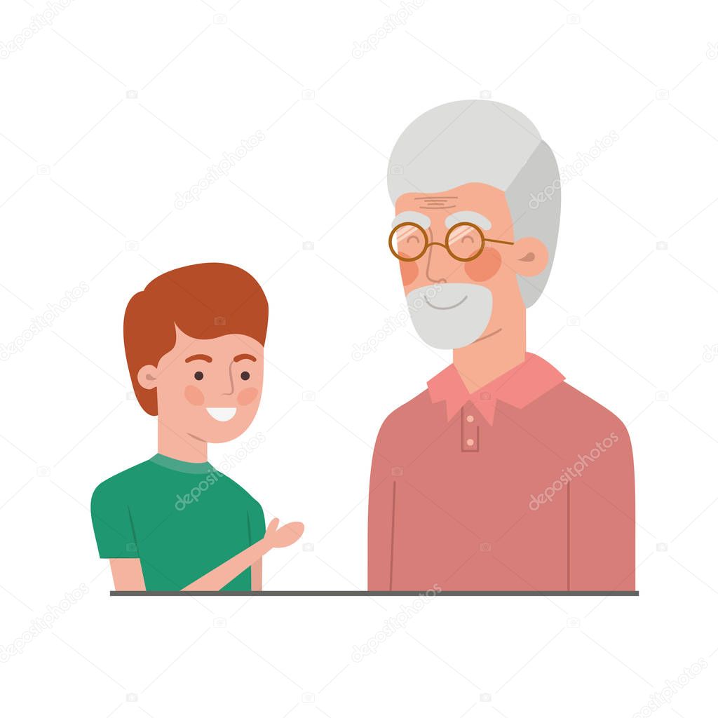 boy and grandfather avatar character