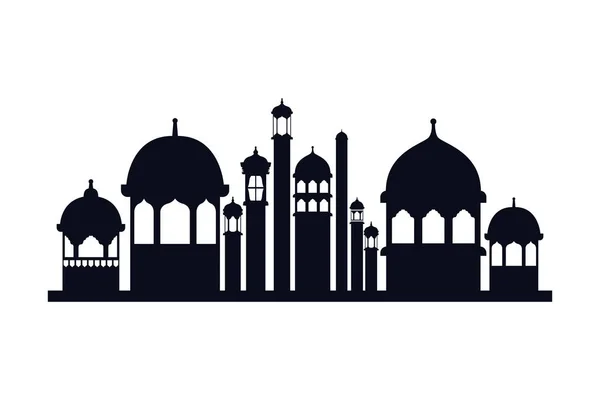 Ramadán Kareem icono de la construcción de la mezquita — Vector de stock