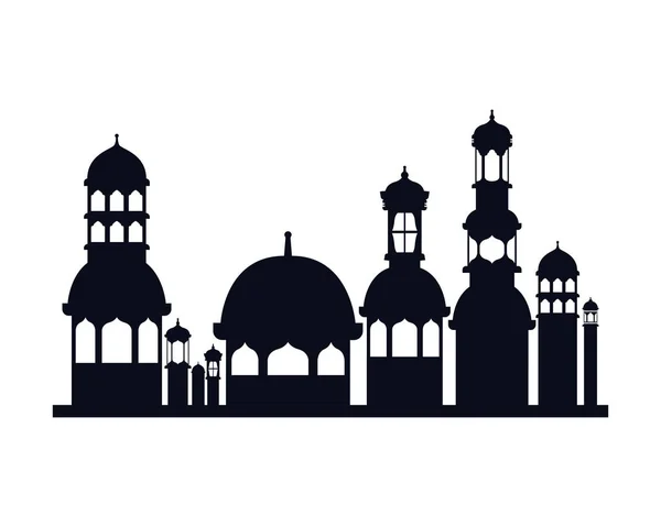 Ramadán Kareem icono de la construcción de la mezquita — Vector de stock