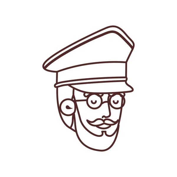 Veterano cabeza avatar carácter vector — Vector de stock