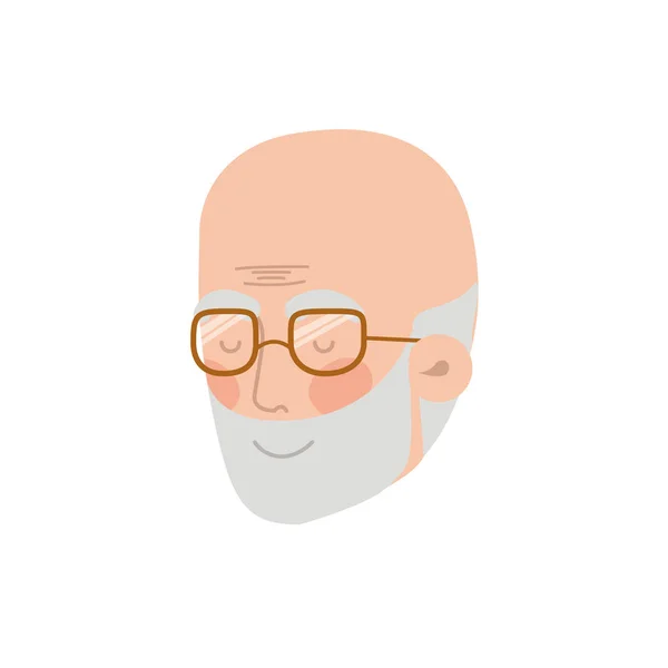 Head of grandfather avatar character — Stock Vector