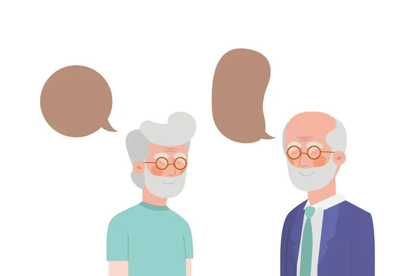 Lindos abuelos con carácter de burbuja de habla — Vector de stock