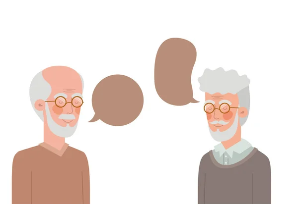 Carino nonni con personaggio bolla discorso — Vettoriale Stock