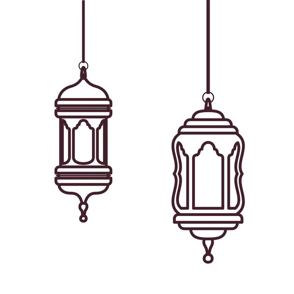Lanterne ramadan kareem icône suspendue — Image vectorielle