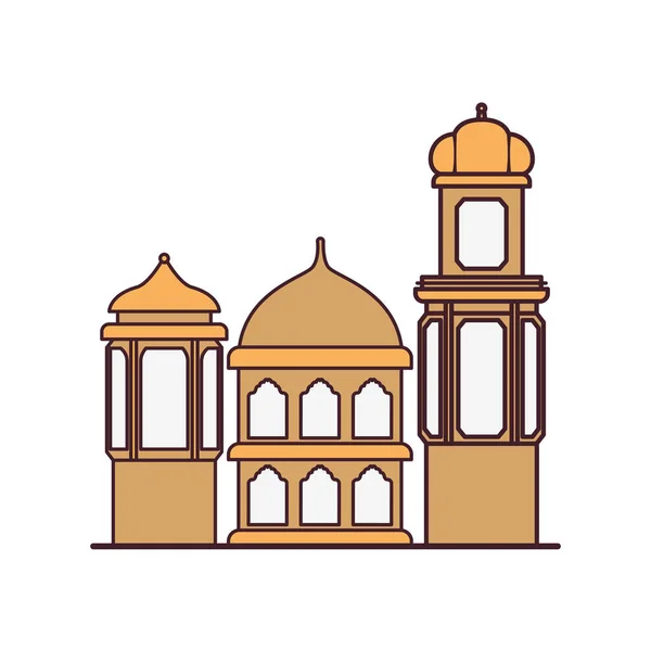 Lanterne ramadan kareem icône isolée — Image vectorielle
