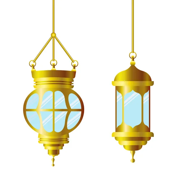 Рамадан Карим фонарь висит значок — стоковый вектор