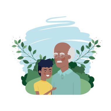 manzara karakteri ile çocuk ve dedesi