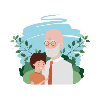 manzara karakteri ile çocuk ve dedesi