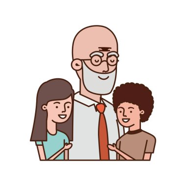 çocuk avatar karakteri sarılma ile büyükbaba