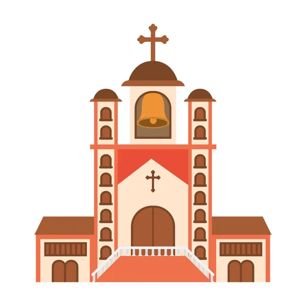 Kerk met vooraanzicht geïsoleerd icoon — Stockvector