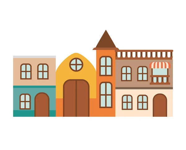 Neighborhood houses isolated icon — Stock Vector