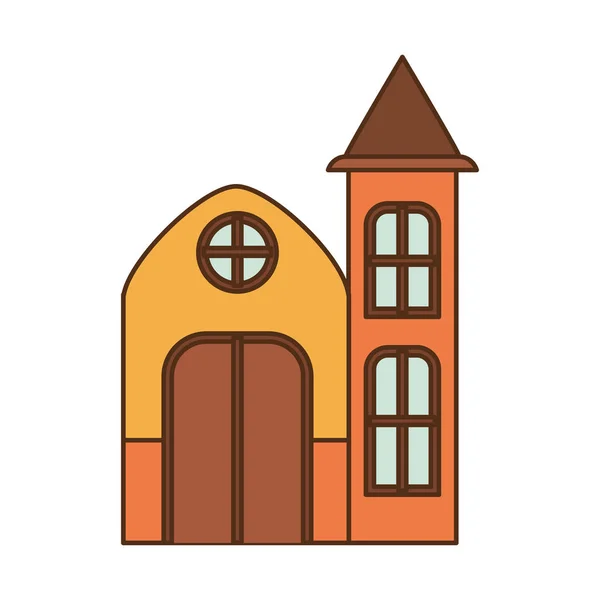 Casa con vista frontal icono aislado — Vector de stock