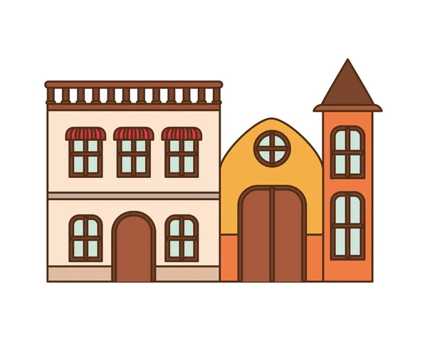 Casas de barrio icono aislado — Vector de stock