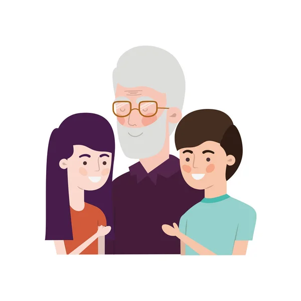 Nonno con i bambini personaggio avatar — Vettoriale Stock