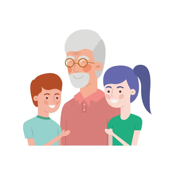 Avô com caráter avatar crianças — Vetor de Stock