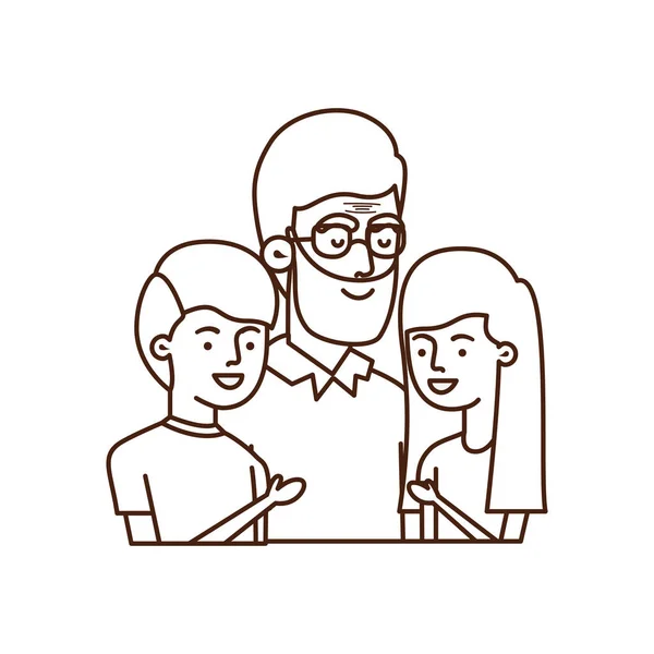 Avô com caráter avatar crianças — Vetor de Stock