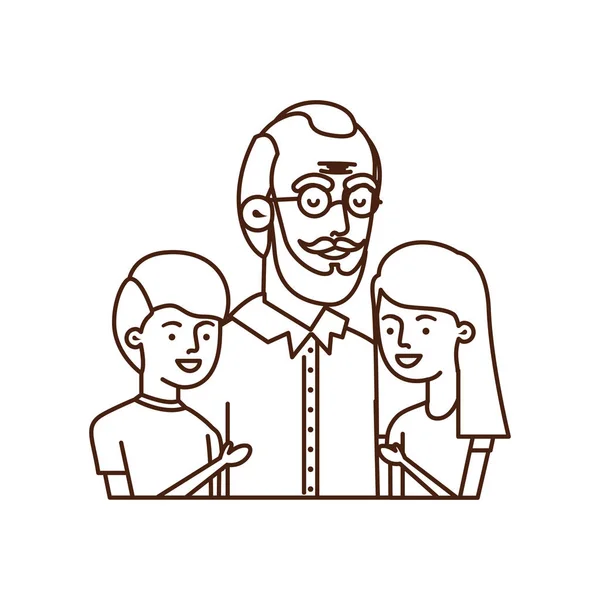 Großvater mit Kindern Avatarfigur — Stockvektor