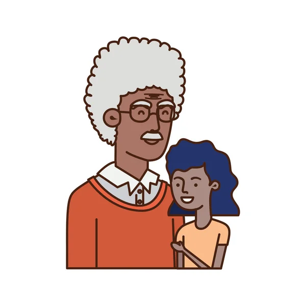 Menina e avô avatar personagem — Vetor de Stock