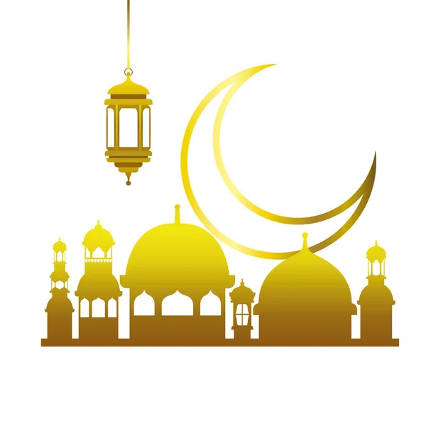 Edificio de la mezquita Kareem ramadán con luna — Archivo Imágenes Vectoriales