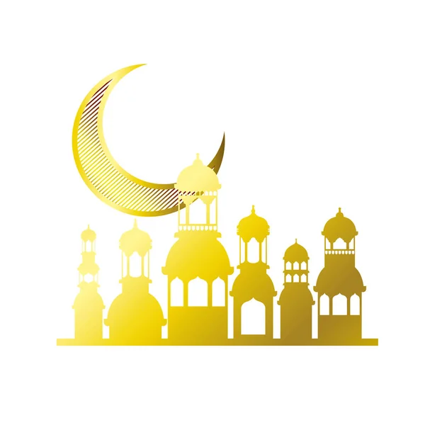 Ay ile ramazan kareem cami binası — Stok Vektör